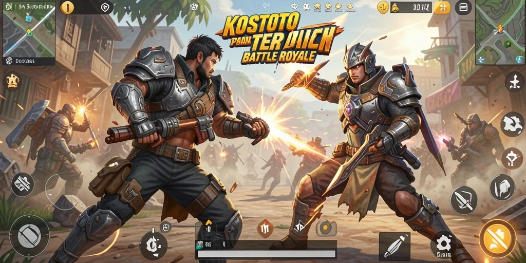 Tampilan menarik dari gameplay KOSTOTO dalam aksi Battle Royale.
