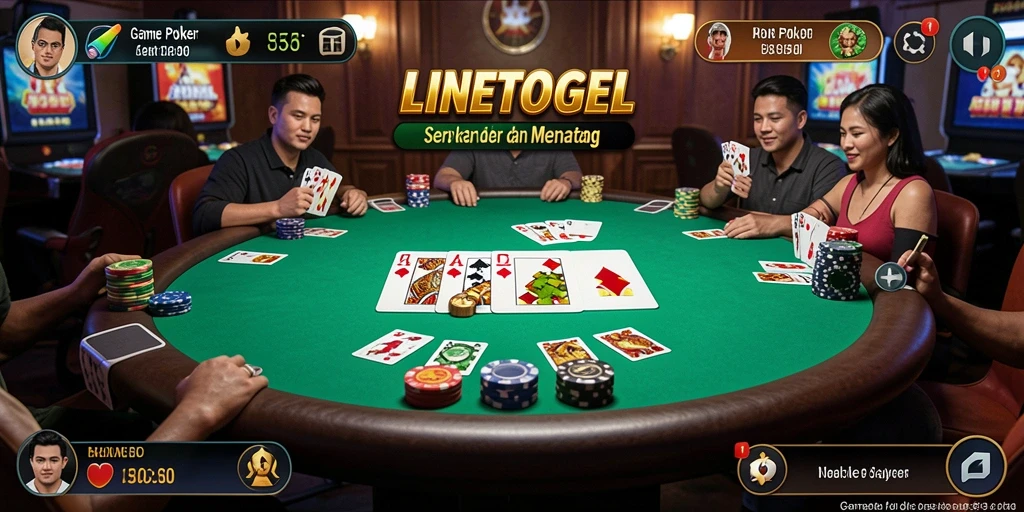 Tampilan gameplay Poker yang mendebarkan di LINETOGEL.