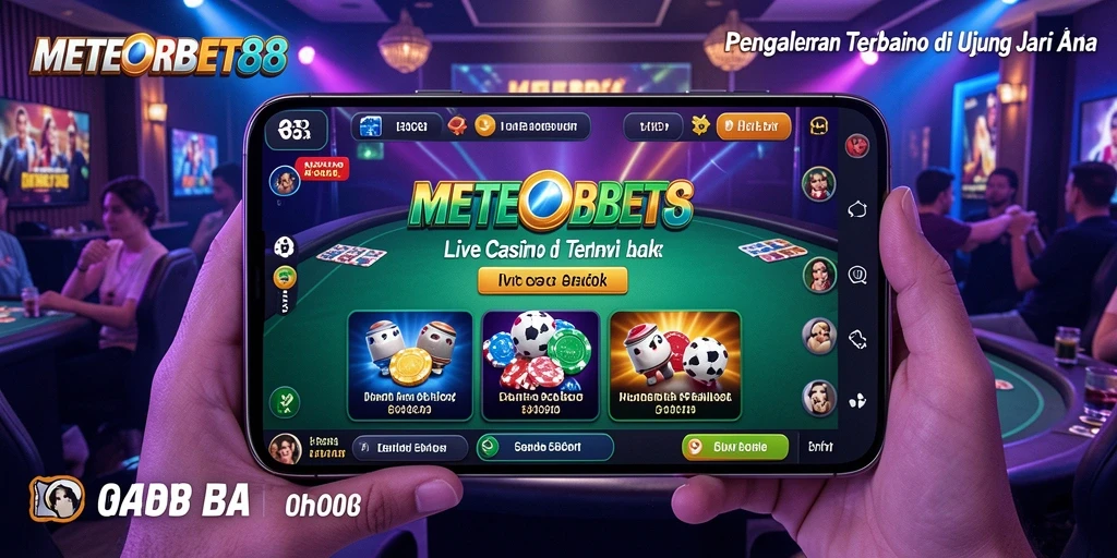 Tampilan permainan Live Casino yang mendebarkan di METEORBET88.