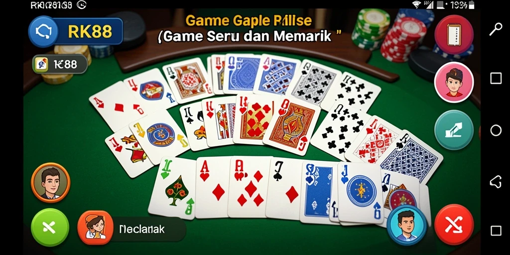 Screenshot utama RK88 menampilkan gameplay Gaple yang seru dan interaktif.