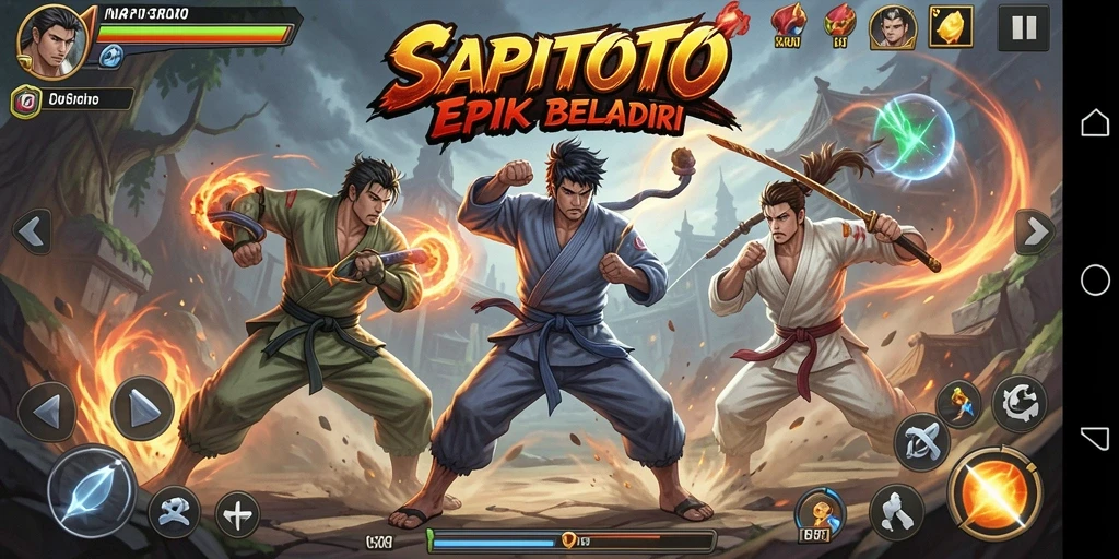 Tampilan pertarungan menegangkan di SAPITOTO dengan karakter yang dinamis.