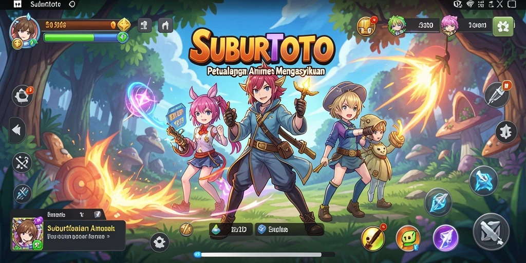Tampilan gameplay SUBURTOTO dengan karakter anime yang dinamis.